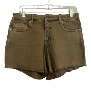 Vigoss High Rise Ace Shorts Women's Size 26 Button Front Olive Green Denim New